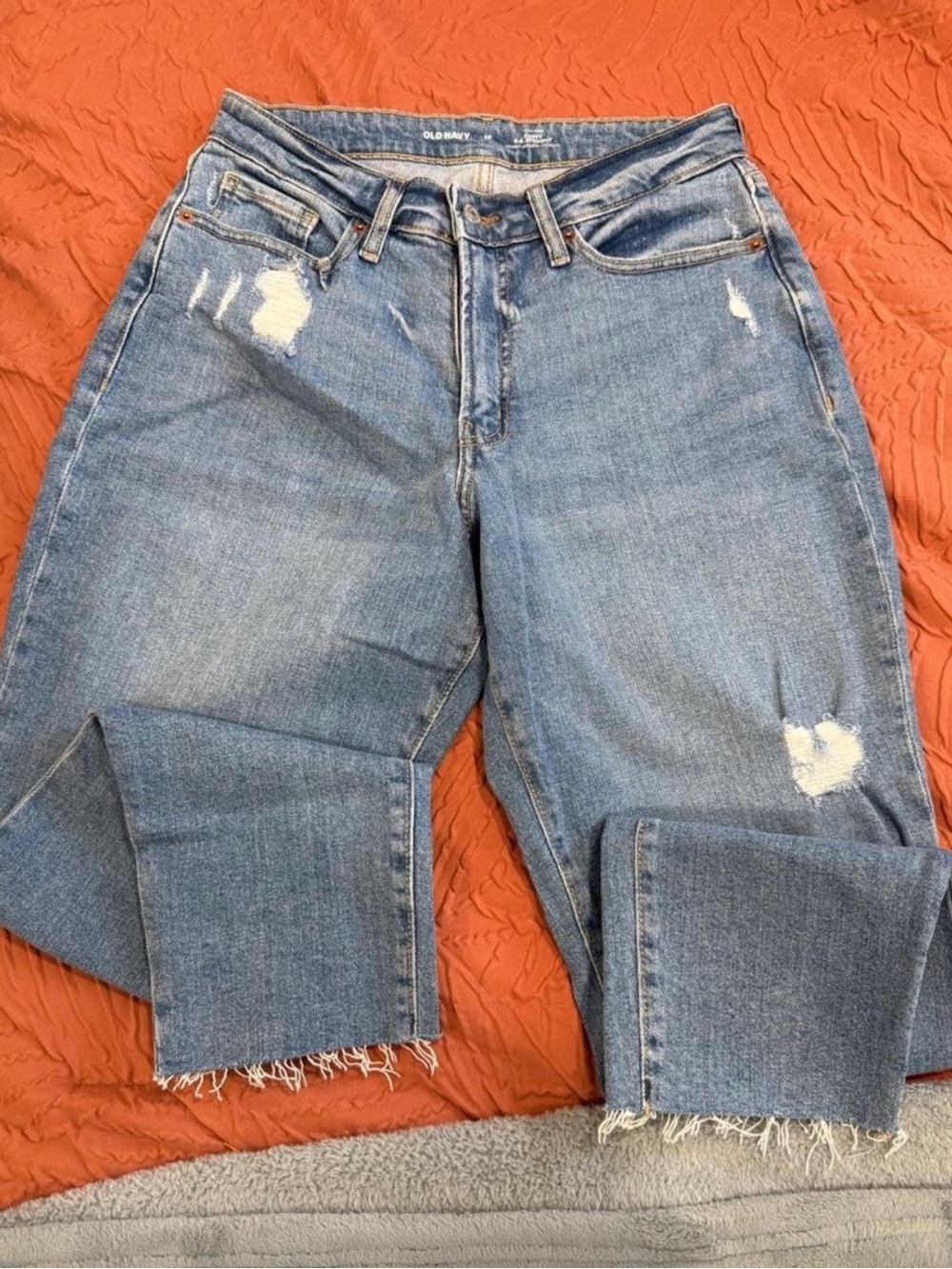 Old Navy High Waisted Curvy OG Straight Distressed Jeans